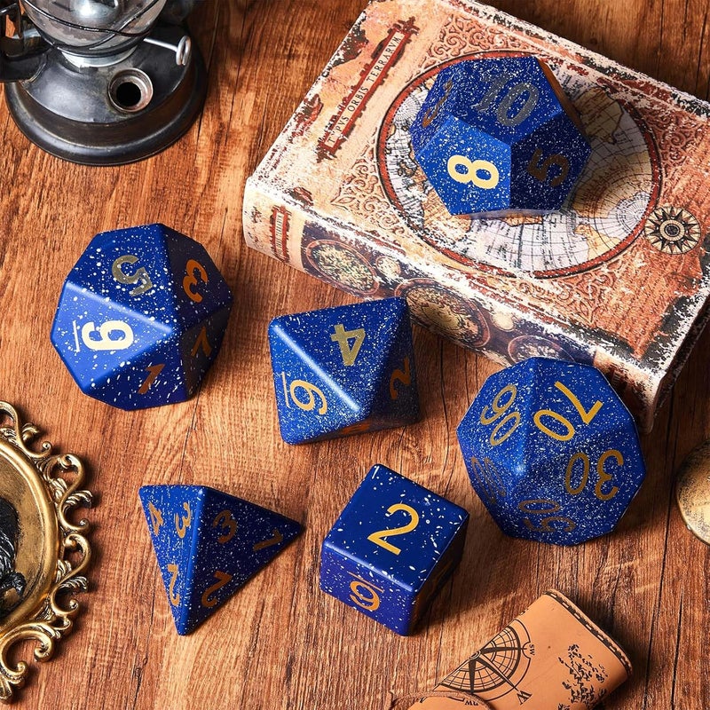 Arrowbash 6 Pcs Jumbo Polyhedra Dice 3.94 Inch Jumbo Foam Polyhedral Dice 6 Set 4, 6, 8, 10, 12 Sides Gifts for Games Teach Numbers Addition Subtraction Probability Learning(Starry Sky Blue) - Image 4